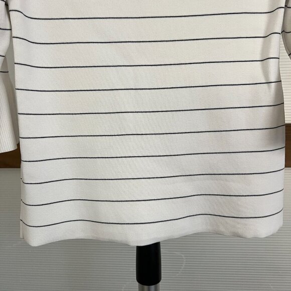 Boss Hugo Boss Fenella White Black Stripe Knit Pullover‎ 3/4 Bell Sleeves Sz M - Picture 10 of 16